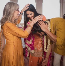 Suzanne Turquotte with daughter Katrina Kaif and son-in-law Vicky Kaushal during their 2021 wedding. Suzanne Turquotte with daughter Katrina Kaif and son-in-law Vicky Kaushal during their 2021 wedding.