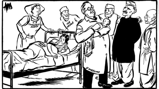A historic cartoon in India carried by Hindustan Times on January 24, 1950 by ace cartoonist Enver Ahmed. (HT Archives)