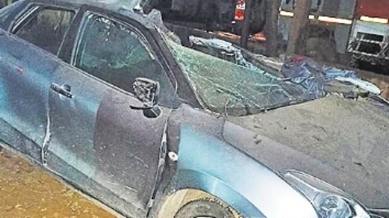 The mangled remains of the car after the accident (HT Photo)