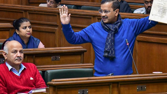 New Delhi: Delhi Chief Minister Arvind Kejriwal speaks during a session of the Delhi Legislative Assembly, in New Delhi, Tuesday(PTI) New Delhi: Delhi Chief Minister Arvind Kejriwal speaks during a session of the Delhi Legislative Assembly, in New Delhi, Tuesday(PTI)