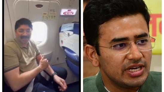DMK MP posted a video on his flight to mock at Karnataka MP Tejasvi Surya. 