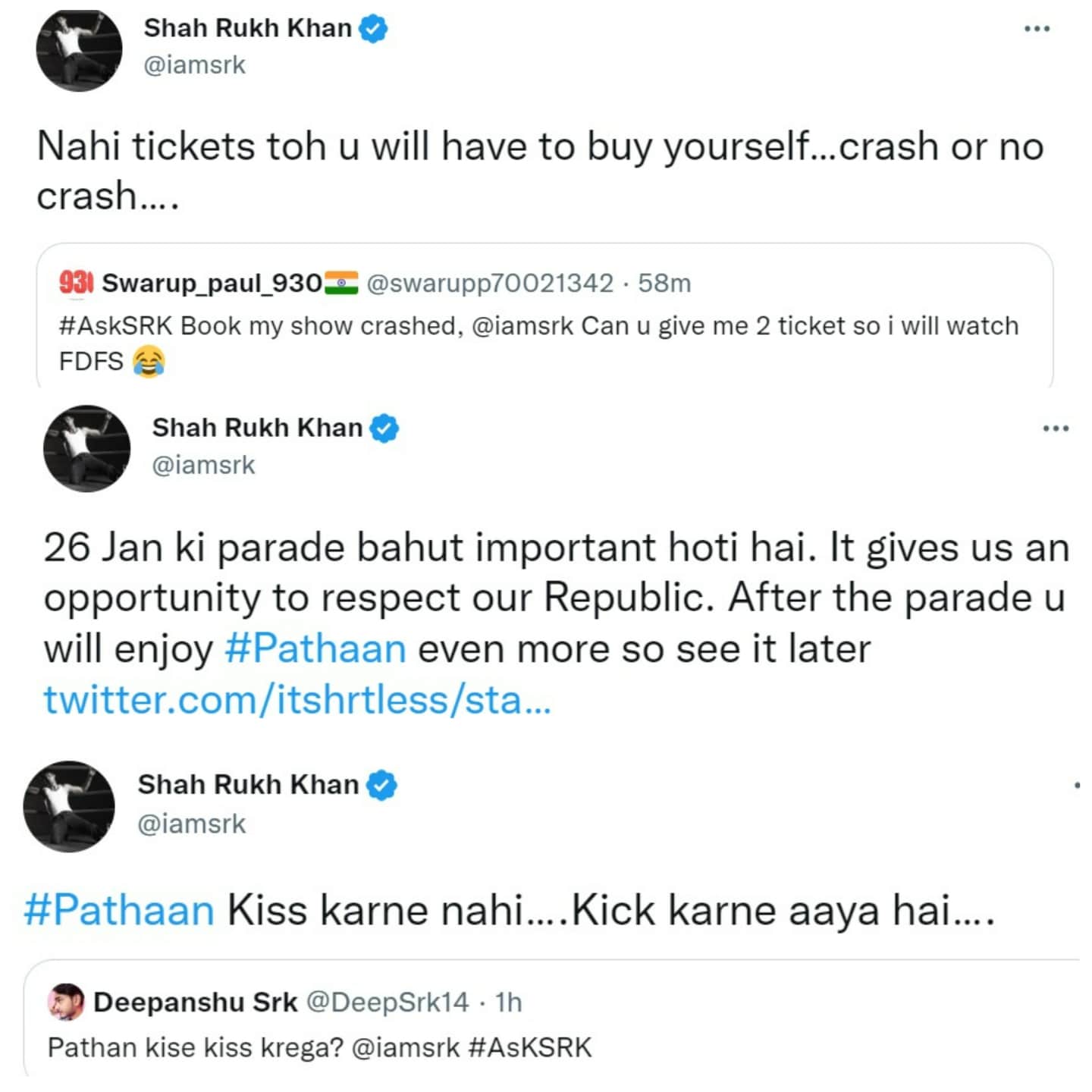 Shah Rukh Khan answered fan queries.