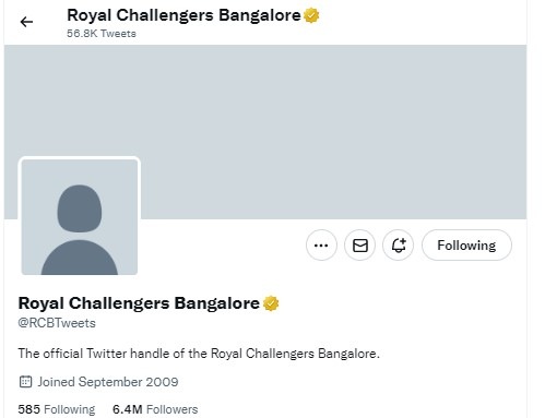 Screen of the RCB account(Twitter) Screen of the RCB account(Twitter)
