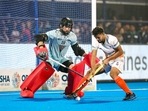 Players in action during the Hockey Men’s World Cup 2023 match between India and New Zealand(Hockey India Twitter) Players in action during the Hockey Men’s World Cup 2023 match between India and New Zealand(Hockey India Twitter)