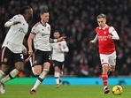 Leandro Trossard (R) runs with the ball during the English Premier League football match between Arsenal and Manchester United (AFP) Leandro Trossard (R) runs with the ball during the English Premier League football match between Arsenal and Manchester United (AFP)