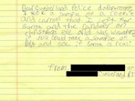 The image shows the letter written by the girl to the police department.