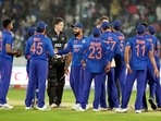 Indian captain Rohit Sharma with his teammates (PTI) Indian captain Rohit Sharma with his teammates (PTI)