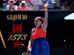 Latvia's Jelena Ostapenko celebrates victory against Coco Gauff of the US Latvia's Jelena Ostapenko celebrates victory against Coco Gauff of the US