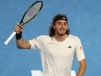  Greece's Stefanos Tsitsipas reacts during his fourth round match against Italy's Jannik Sinner 