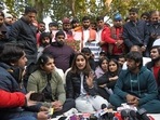 Wrestler Vinesh Phogat speaks to the media accusing WFI president Brij Bhushan Sharan Singh of sexual harassment during a protest against Wrestling Federation of India, at Jantar Mantar, in New Delhi.(ANI) Wrestler Vinesh Phogat speaks to the media accusing WFI president Brij Bhushan Sharan Singh of sexual harassment during a protest against Wrestling Federation of India, at Jantar Mantar, in New Delhi.(ANI)