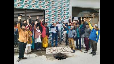 On Sunday, several people staged a peaceful protest. (HT Photo) On Sunday, several people staged a peaceful protest. (HT Photo)