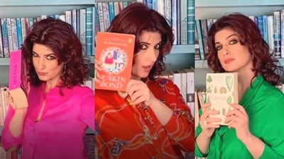 Twinkle Khanna shared a video of herself matching outfits with books. Twinkle Khanna shared a video of herself matching outfits with books.