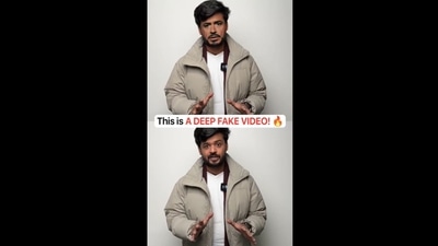 The image is taken from the deepfake video shared by Anand Mahindra. (Screengrab) The image is taken from the deepfake video shared by Anand Mahindra. (Screengrab)