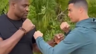 Cristiano Ronaldo and Francis Ngannou had a face-off. (Instagram) Cristiano Ronaldo and Francis Ngannou had a face-off. (Instagram)