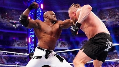 Bobby Lashley in action against Brock Lesnar (WWE) Bobby Lashley in action against Brock Lesnar (WWE)