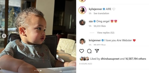 Grandmother Kris Jenner also commented on the post. Grandmother Kris Jenner also commented on the post.