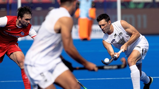New Zealand hockey player Simon Child in action