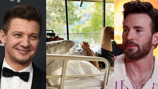 Jeremy Renner spoke about his snow ploughing accident and Chris Evans teased him.