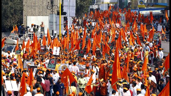 The march began from Lal Mahal and ended at Chhatrapati Sambhaji Maharaj Statue at Deccan on Sunday. (Rahul Raut/HT PHOTO)