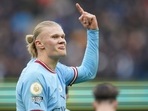 Manchester City's Erling Haaland celebrates after scoring his side's opening goal during the English Premier League soccer match between Manchester City and Wolverhampton (AP) Manchester City's Erling Haaland celebrates after scoring his side's opening goal during the English Premier League soccer match between Manchester City and Wolverhampton (AP)