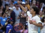 Ben Shelton of the U.S. celebrates after defeating compatriot J.J. Wolf in their fourth round match at the Australian Open (AP) Ben Shelton of the U.S. celebrates after defeating compatriot J.J. Wolf in their fourth round match at the Australian Open (AP)