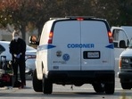 A forensic lab investigator takes her gloves off as the body of Huu Can Tran is retrieved from a van by the Los Angeles County coroner in Torrance, California, Sunday, January 22, 2023. (AP Photo/Damian Dovarganes) A forensic lab investigator takes her gloves off as the body of Huu Can Tran is retrieved from a van by the Los Angeles County coroner in Torrance, California, Sunday, January 22, 2023. (AP Photo/Damian Dovarganes)