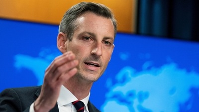 US state department spokesperson Ned Price speaks during a news conference in Washington. (REUTERS)
