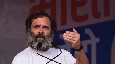 Rahul Gandhi addressing an event in Jammu amid Bharat Jodo Yatra. (HT photo/ Waseem Andrabi) Rahul Gandhi addressing an event in Jammu amid Bharat Jodo Yatra. (HT photo/ Waseem Andrabi)