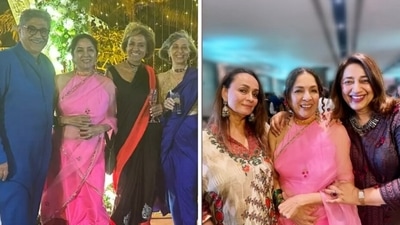 Neena Gupta with husband Vivek Mehra and Soni Razdan. Neena Gupta with husband Vivek Mehra and Soni Razdan.