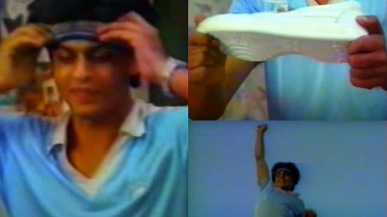 Actor Shah Rukh Khan in an old '90s ad on sport shoes.
