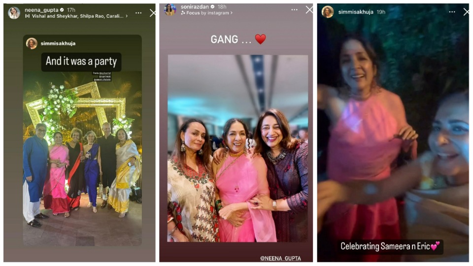 Neena Gupta and Soni Razdan shared glimpses from party via Instagram Stories.