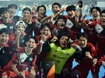Korean players celebrate as they knock out Argentina 3-2 in the penalty shootout during the FIH Men’s Hockey World Cup 2023 (ANI) Korean players celebrate as they knock out Argentina 3-2 in the penalty shootout during the FIH Men’s Hockey World Cup 2023 (ANI)