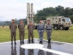 Chief of Defence Staff Gen Anil Chauhan standing in front of a mobile surface-to-air missile launcher in Andaman and Nicobar Islands today. Chief of Defence Staff Gen Anil Chauhan standing in front of a mobile surface-to-air missile launcher in Andaman and Nicobar Islands today.