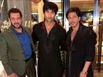Salman Khan with Shah Rukh and Meezaan Jafri. Salman Khan with Shah Rukh and Meezaan Jafri.