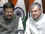 Union ministers Dharmendra Pradhan (L) and Ashwini Vaishnaw (R). Union ministers Dharmendra Pradhan (L) and Ashwini Vaishnaw (R).