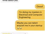 Twitter user Adnaan shared this screenshot of his conversation on Bumble regarding the job. 