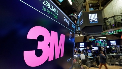 The logo for 3M appears on a screen above the trading floor of the New York Stock Exchange. 3M, maker of Post-it notes, industrial coatings and ceramics, is cutting about 2,500 manufacturing jobs worldwide. (AP) The logo for 3M appears on a screen above the trading floor of the New York Stock Exchange. 3M, maker of Post-it notes, industrial coatings and ceramics, is cutting about 2,500 manufacturing jobs worldwide. (AP)