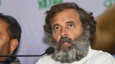 Congress leader Rahul Gandhi addresses a press conference amid the party's 'Bharat Jodo Yatra', at Jhajjar Kotli in Jammu district, Tuesday (PTI) Congress leader Rahul Gandhi addresses a press conference amid the party's 'Bharat Jodo Yatra', at Jhajjar Kotli in Jammu district, Tuesday (PTI)