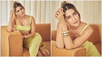 Kriti Sanon serves hottest look for Shehzada Promotions in bralette and thigh-slit skirt. (Instagram) Kriti Sanon serves hottest look for Shehzada Promotions in bralette and thigh-slit skirt. (Instagram)