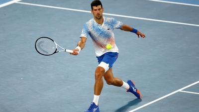 Australian Open: Novak Djokovic in action during his fourth round match against Alex De Minaur. (REUTERS)