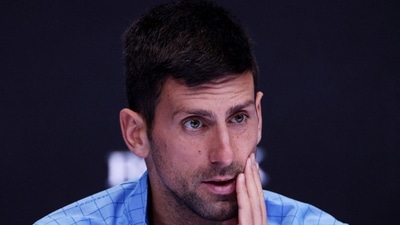 Australian Open: Serbia's Novak Djokovic during his presentation after winning his fourth round match against Australia's Alex De Minaur (REUTERS)