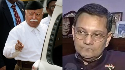 RSS chief Mohan Bhagwat and Netaji's grandnephew CK Bose. RSS chief Mohan Bhagwat and Netaji's grandnephew CK Bose.