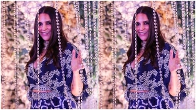 In a stunning silver neck choker and silver statement earrings from Anmol Jewellers, Neha further accessorised her look. “Stage, sound, light.. Sardi,” she captioned her post and added the hashtag Delhi to it. (Instagram/@nehadhupia) In a stunning silver neck choker and silver statement earrings from Anmol Jewellers, Neha further accessorised her look. “Stage, sound, light.. Sardi,” she captioned her post and added the hashtag Delhi to it. (Instagram/@nehadhupia)