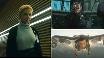 Deepika Padukone, Shah Rukh Khan and John Abraham in stills from Pathaan trailer. Deepika Padukone, Shah Rukh Khan and John Abraham in stills from Pathaan trailer.
