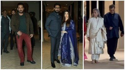 Salman Khan, Abhishek Bachchan, Aishwarya Rai and Jaya Bachchan at Subhash Ghai birthday bash. (Varinder Chawla) Salman Khan, Abhishek Bachchan, Aishwarya Rai and Jaya Bachchan at Subhash Ghai birthday bash. (Varinder Chawla)