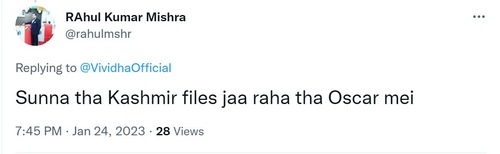 Twitter user on the Oscars nomination.