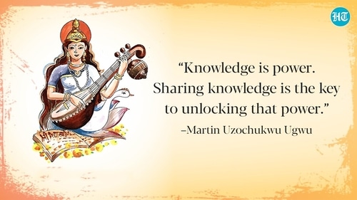 Goddess Saraswati is known as the Goddess of knowledge, music and art. Goddess Saraswati is known as the Goddess of knowledge, music and art.