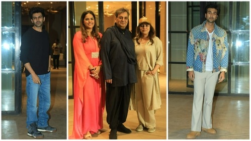 Kartik Aaryan, Subhash Ghai, Mahima Chaudhary and Meezaan Jafri at the bash. (Varinder Chawla) Kartik Aaryan, Subhash Ghai, Mahima Chaudhary and Meezaan Jafri at the bash. (Varinder Chawla)