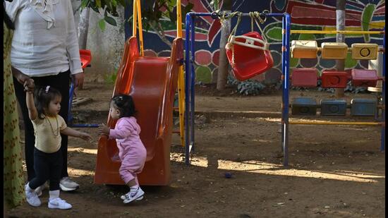 Broken equipment at The Prof M V Chandgadkar Udyan at Matunga east in Mumbai. Children continue to play on broken equipment risking injuries. BMC is yet to act on complaints by residents. (Satish Bate / HT PHOTO) Broken equipment at The Prof M V Chandgadkar Udyan at Matunga east in Mumbai. Children continue to play on broken equipment risking injuries. BMC is yet to act on complaints by residents. (Satish Bate / HT PHOTO)