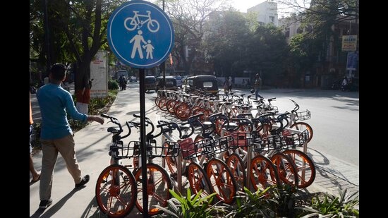 Public share bicycle project which was started under Smart City was shut down. (HT FILE PHOTO)